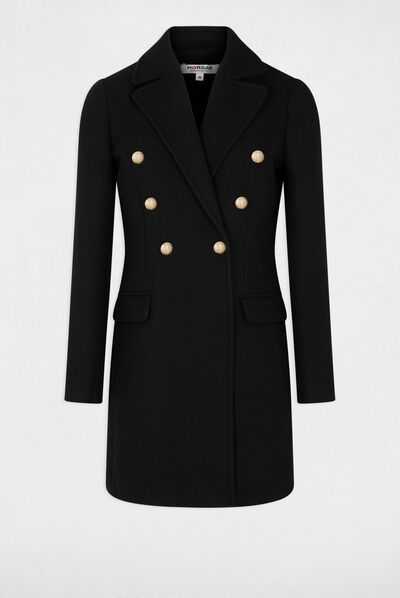 Waisted coat with buttons black ladies'