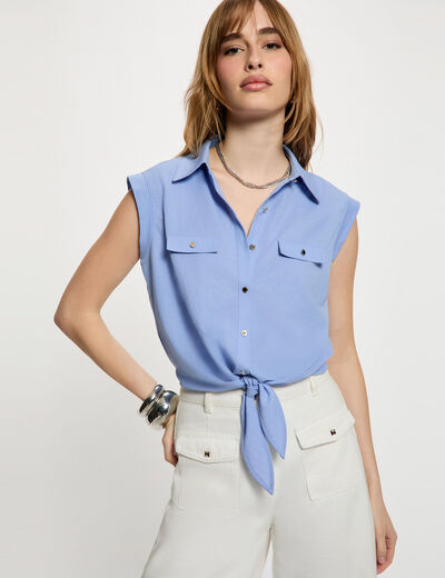 Sleeveless blouse lavender blue women