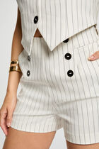 Fitted short with stripes ecru women