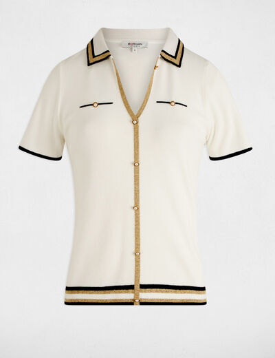 Jumper polo collar and short sleeves white women