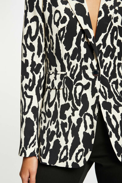 Waisted jacket with animal print multico ladies'
