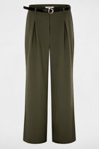 High-waisted wide-leg trousers khaki green women