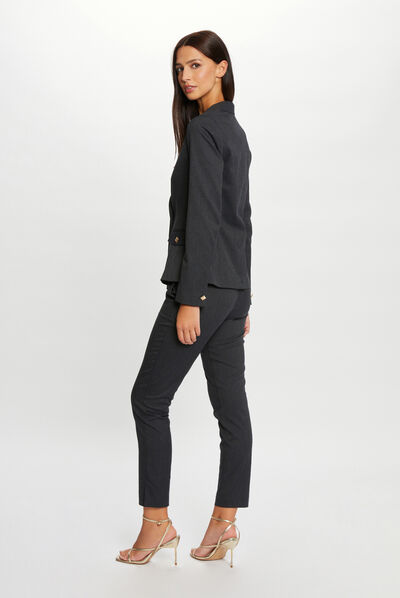 Waisted jacket with stripes anthracite grey ladies'