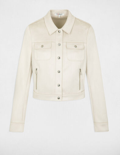 buttoned suede jacket ecru women Buttoned suede jacket ecru women