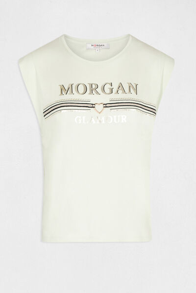 Short-sleeved t-shirt with message light green ladies'