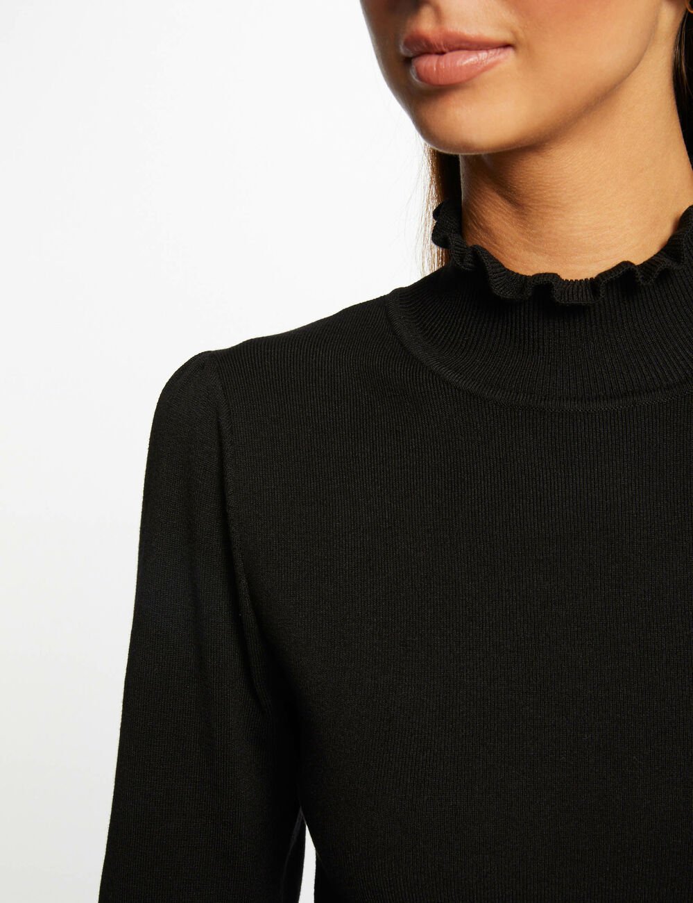 Robe pull ajustée avec col montant noir femme