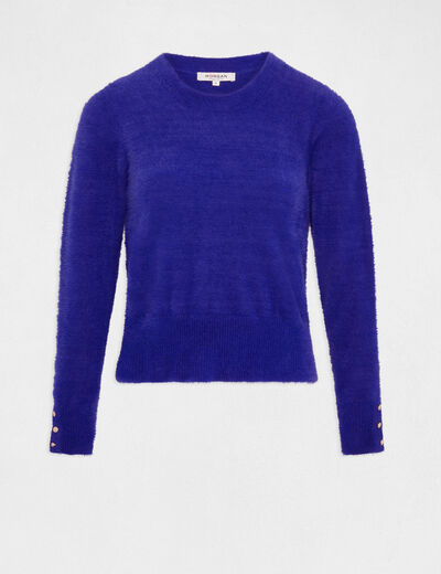 Long-sleeved jumper with round neck mid blue ladies'