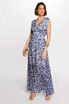 Printed waisted maxi dress multicolored women
