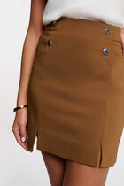 Mini skirt with buttons camel women