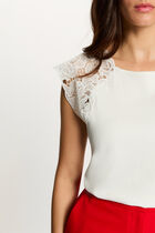 Sleeveless lace top white women