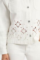 Veste en jean brodée blanc femme
