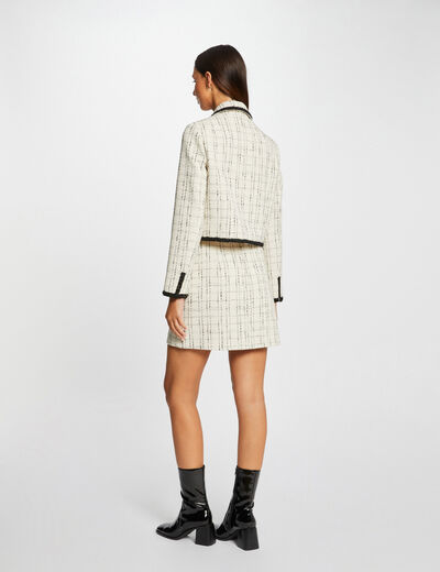 Straight jacket with contrasting edgings ivory ladies'