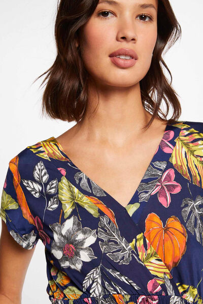 Short-sleeved t-shirt vegetal print multico ladies'