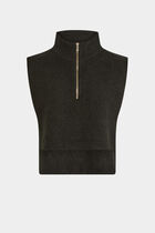 Zip-up poncho black women