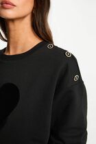 Sweat imprimé col rond noir femme