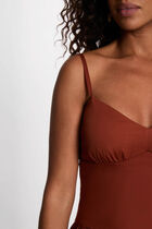 Dress with thin strap neckline cognac brown women