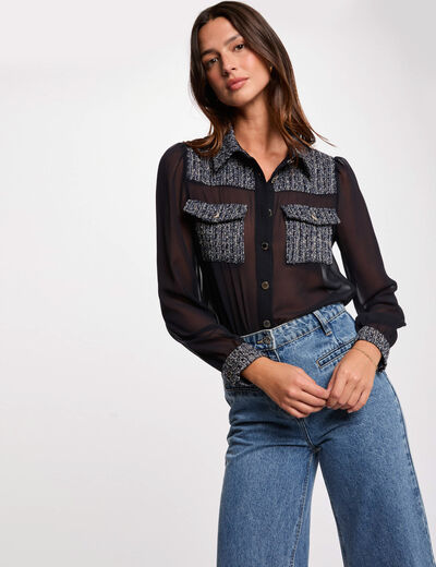 Long sleeve shirt navy blue women
