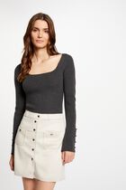 Straight short suede skirt ecru women