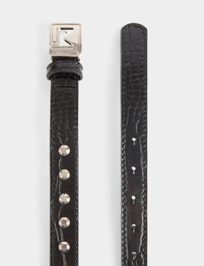 belt croc effect and studs black women Belt croc effect and studs black women