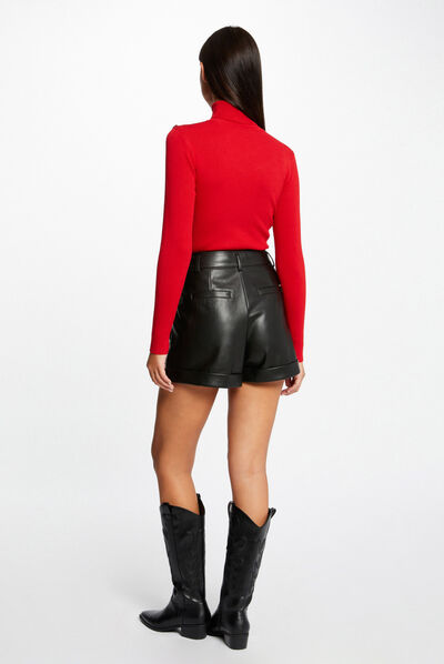 Long-sleeved jumper with opening medium red ladies'