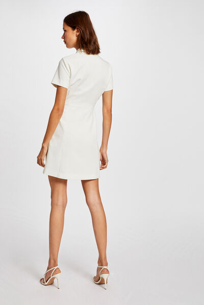 Fitted dress with short sleeves ecru ladies'
