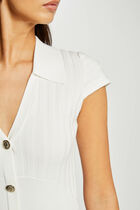 Fitted mini knitted dress ivory women