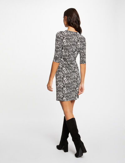 Draped fitted dress abstract print multico ladies'