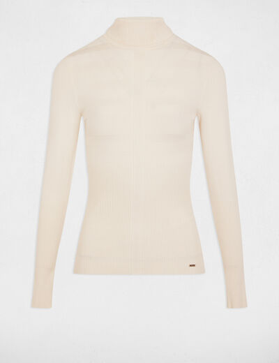 Fitted high neck sweater ivory women