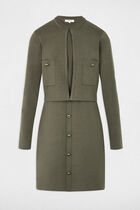 Robe courte effet 2-en-1 vert kaki femme