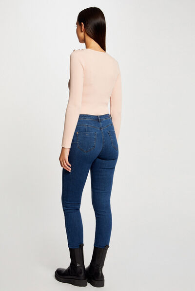 Long-sleeved jumper with buttons pink ladies'