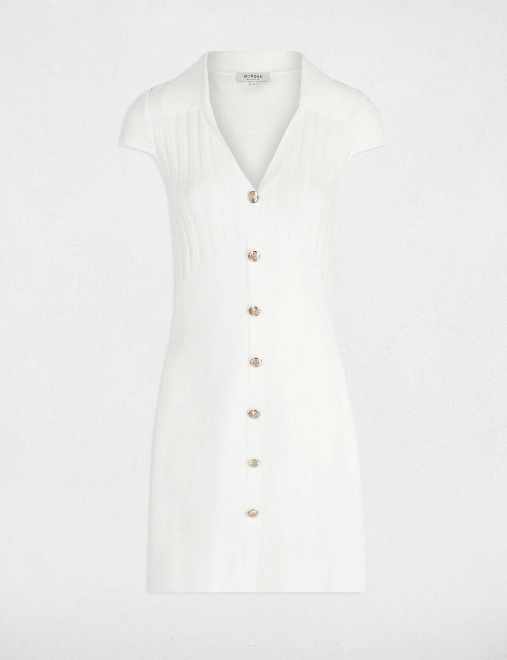 Fitted mini knitted dress ivory women