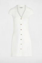 Fitted mini knitted dress ivory women