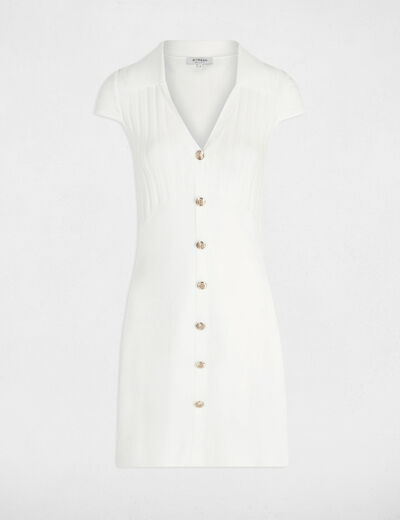 Fitted mini knitted dress ivory women