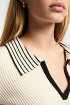 Pull col en V à revers ivoire femme