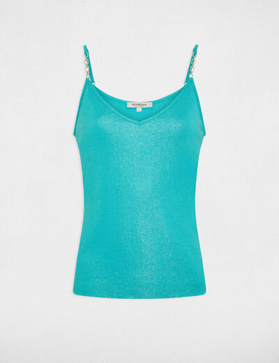 Vest top with thin straps turquoise ladies'