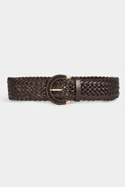 Wide braided belt dark brown women
