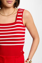 Knitted top wide straps red women