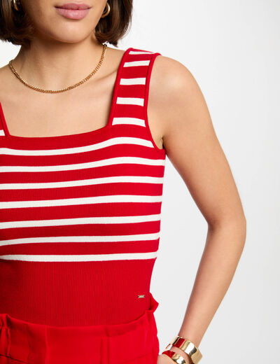 Knitted top wide straps red women