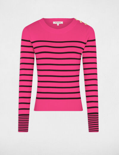 Long-sleeved jumper with stripes medium pink ladies'
