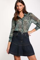Flared short skirt blue women