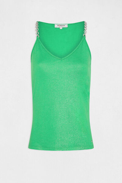 Vest top thin straps with chains green ladies'