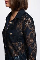 Lace shirt with a notched collar navy blue women