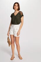 T-shirt manches courtes vert fonce femme