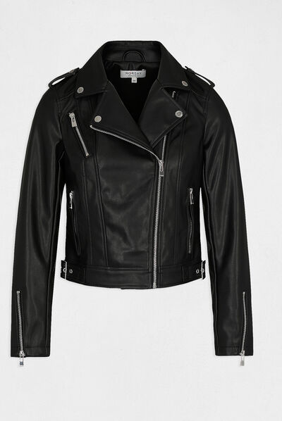 Straight zipped jacket black ladies'