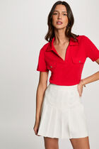 Pleated mini skirt white women