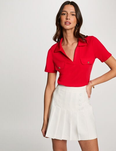 Pleated mini skirt white women