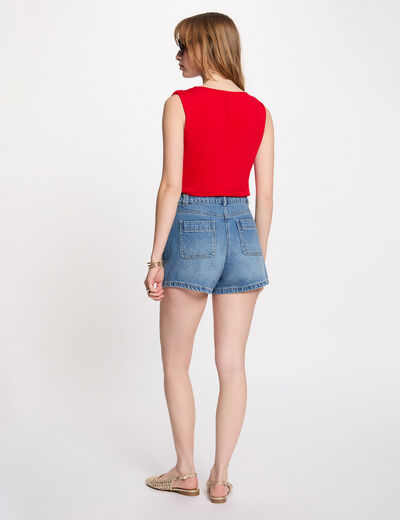 Draped cowl neck t-shirt red women