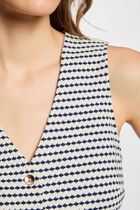 Printed sleeveless waistcoat navy blue women