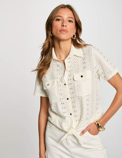 Short-sleeved shirt ivory women