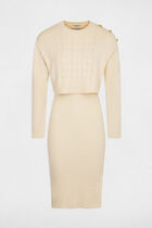 Fitted 2 in 1 knitted dress ivory women